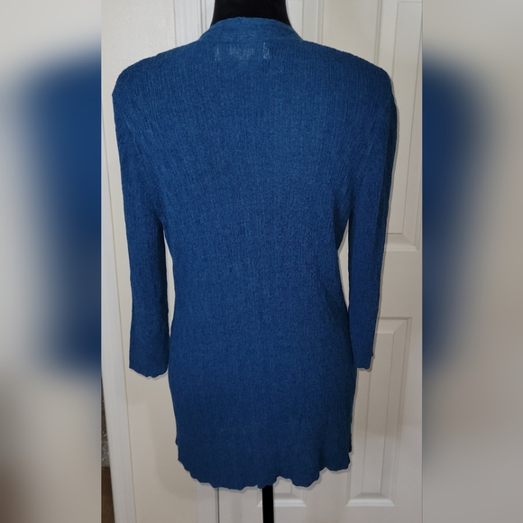 Jones Studio Separates Women's 3/4 Sleeves Open Front Cardigan Blue Size Large - Picture 3 of 9